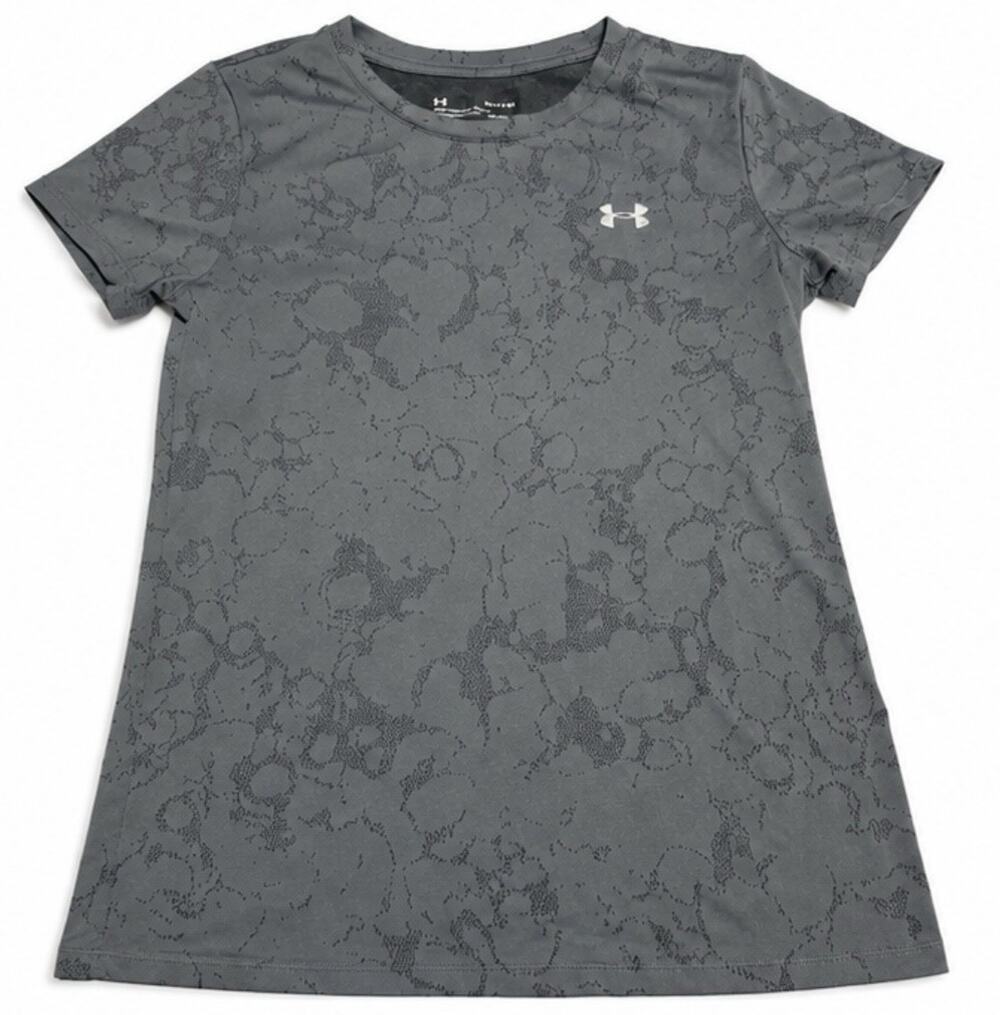 Under Armour HeatGear Womens Small Gray Camo Print Loose Athletic Shirt Tee